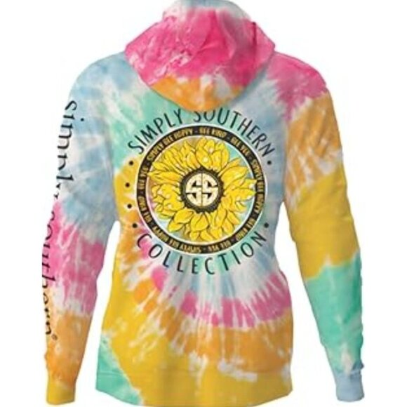 Simply Southern Tie-Dye Hoodie Sunflower Graphic Pullover Sweatshirt Size Large - Picture 2 of 14